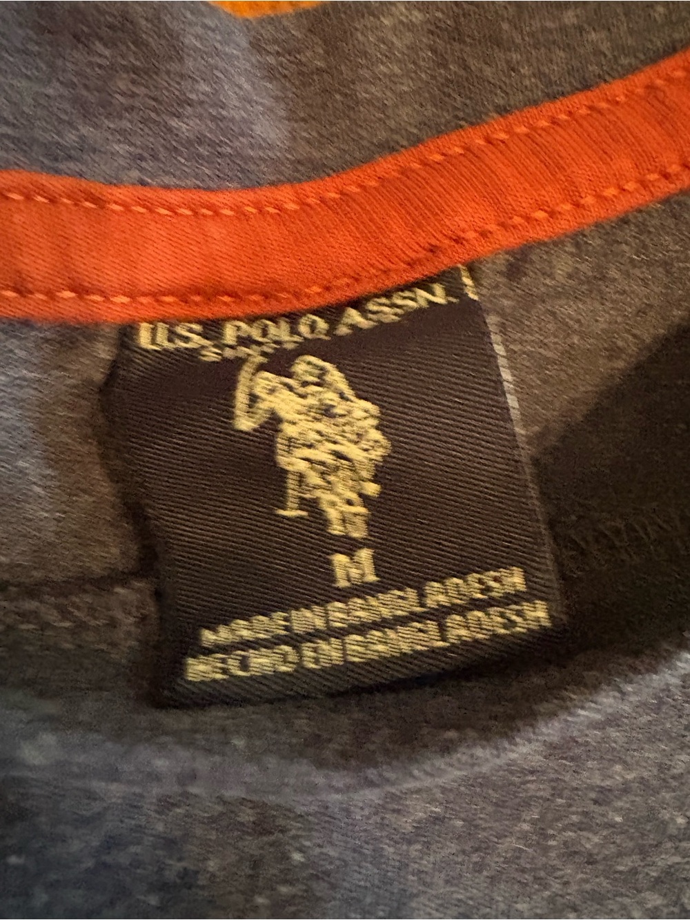 U.S. Polo Assn. Gray T-Shirt with Orange Neck Trim